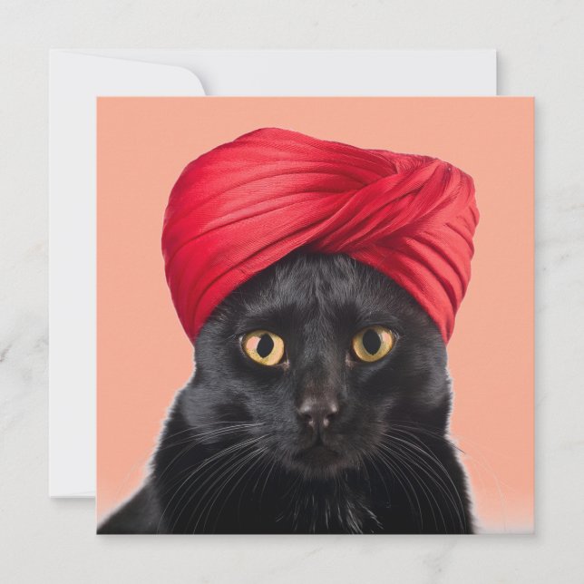 Invitation Chat Bombay Portant Un Turban (Devant)