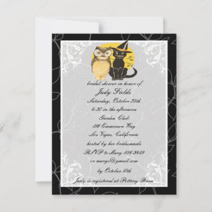 Invitation Chat & Chouette Halloween Nuptiale Douche Invitati