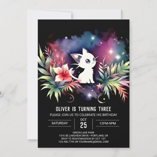 Invitation Chat Cute Personnalisé Anniversaire (Devant)
