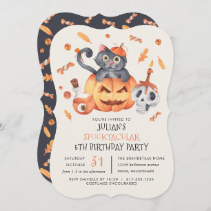Invitation Chat dans un Halloween Citrouille fête d'anniversa