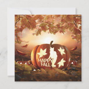 Invitation Chat de citrouille automnale heureux