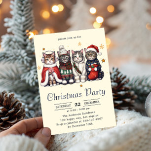 Invitation Chat de fête Jolie fête de Noël pour les chats