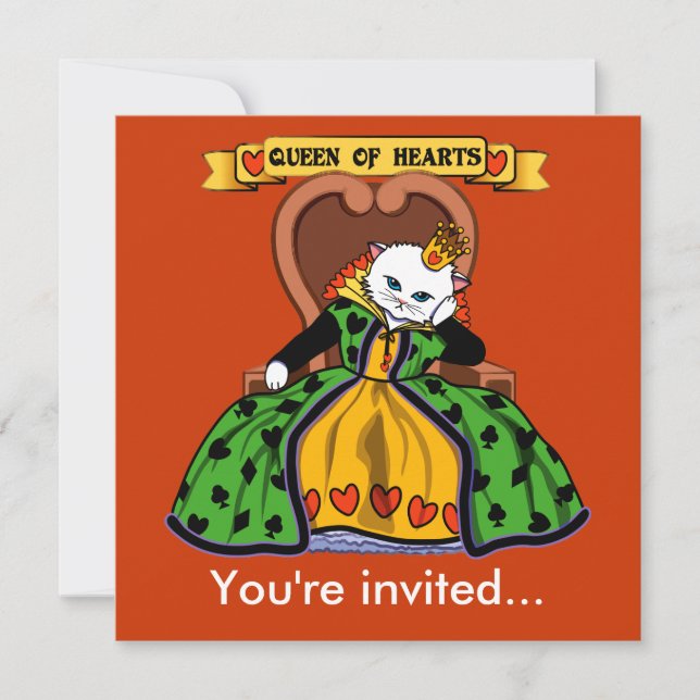 Invitation Chat de la reine des coeurs (Devant)