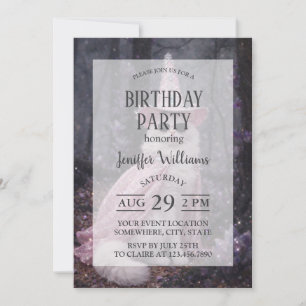 Invitation Chat de magicien magique en cape et chapeau rose s