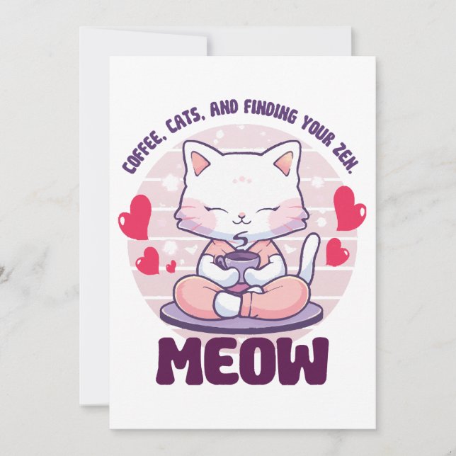 Invitation Chat de méditation - Chat kawaii (Devant)