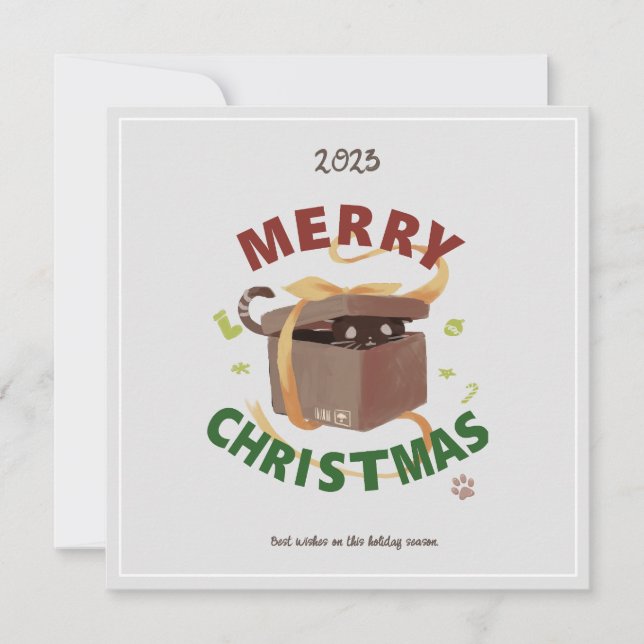 Invitation Chat De Noël À Carton (Devant)