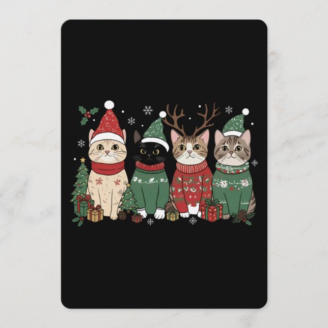 Invitation Chat de Noël Meowy Cadeau de Catmas Xmas (Devant)
