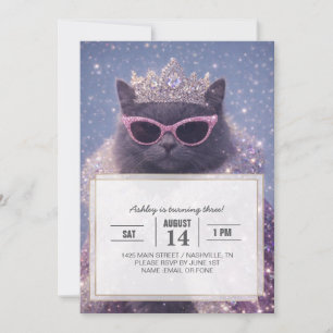Invitation Chat de Reine Glamour Portrait de Fantaisie Étince