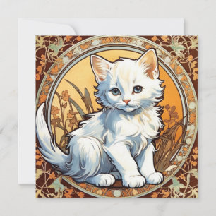 Invitation Chat de style Alphonse Mucha