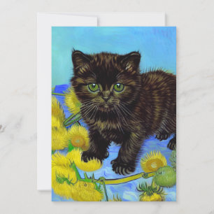 Invitation Chat de style Van Gogh avec tournesols