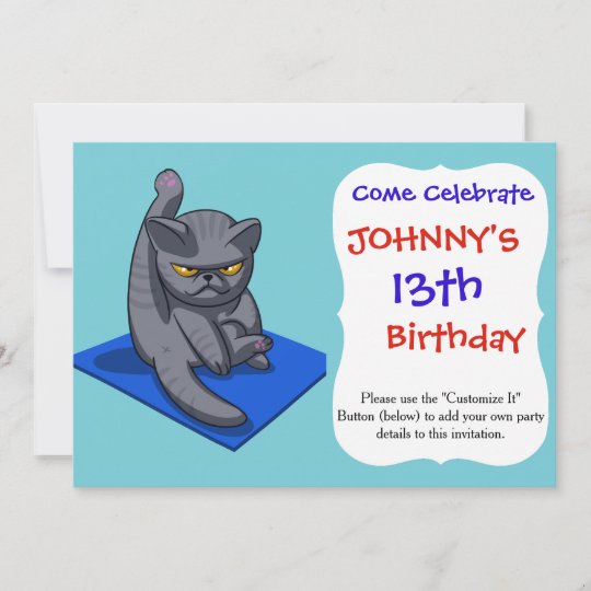 Invitation Chat De Yoga Chat En Colere Chat Gris Chat G Zazzle Fr