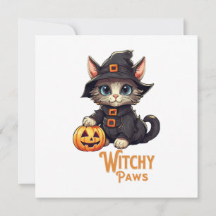Invitation Chat d'Halloween aux pattes de sorcière