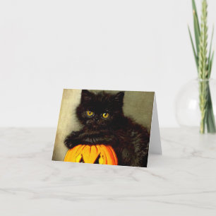 Invitation Chat d'Halloween vintage et lanterne Jack-o’