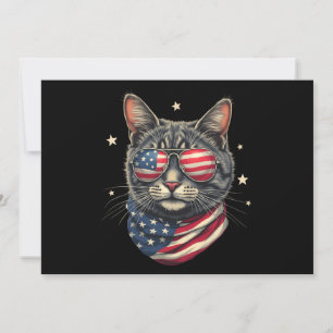 Invitation Chat drapeau américain 4 juillet Meowica