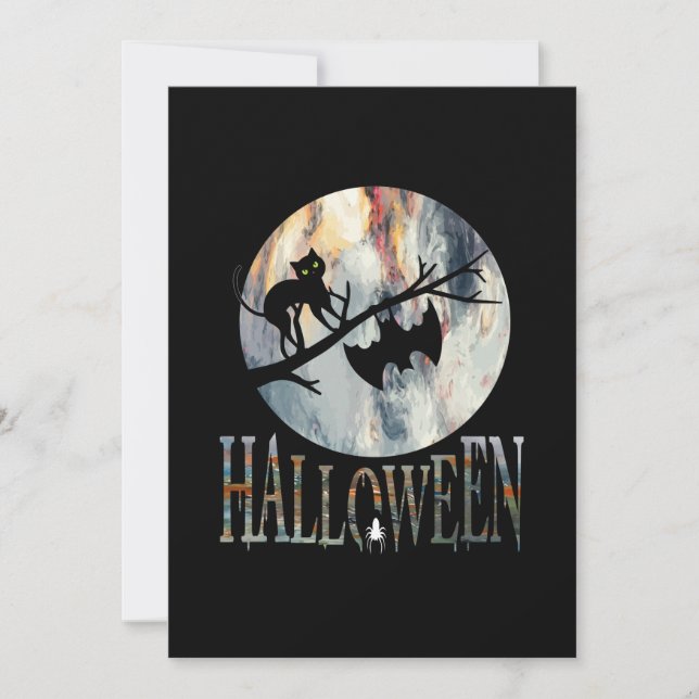 Invitation Chat drôle d'Halloween Anniversaire d'Halloween (Devant)