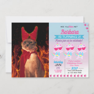 Invitation Chat drôle en costume de diable d'Halloween