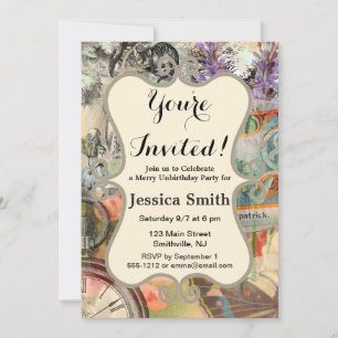 Invitation Chat du Cheshire Alice au Pays des Merveilles Clas