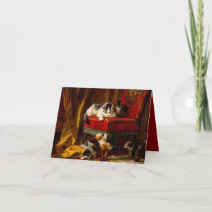 Invitation Chat et chatons jouant avec une chaise