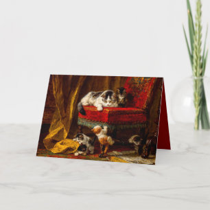 Invitation Chat et chatons jouant avec une chaise