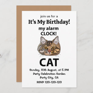 Invitation Chat Face Mon Alarme Horloge Tabby Chat Anniversai