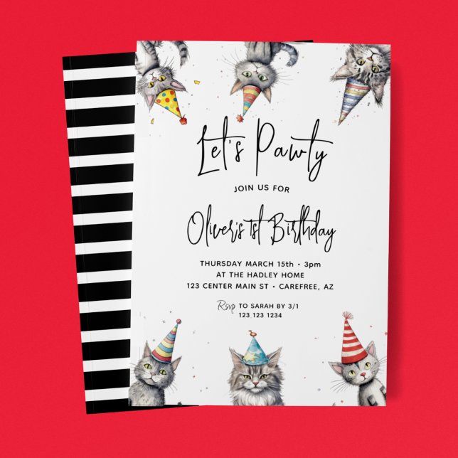 Invitation Chat Faisons la Fête 1er Anniversaire (Créateur téléchargé)