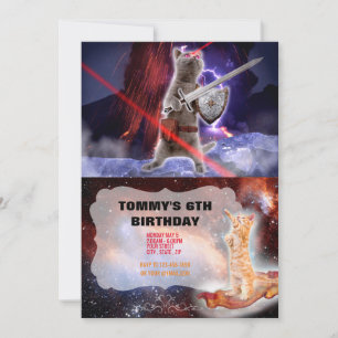 Invitation Chat guerrier avec lasers de l'oeil