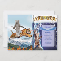 Chat guerrier chevauchant un tigre