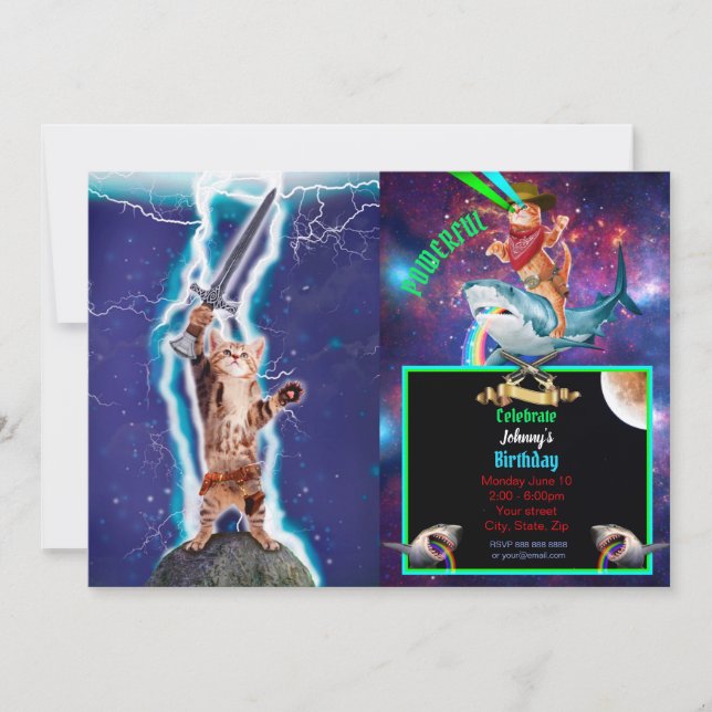 Invitation Chat guerrier tonnerre (Devant)