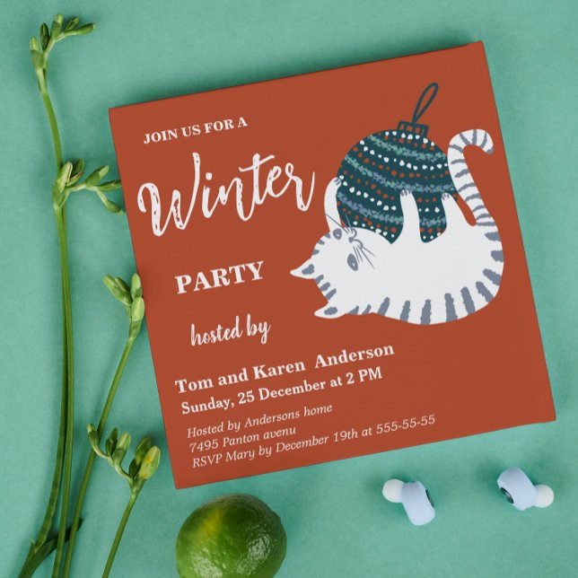 Invitation Chat jouet de Noël de fête d'hiver (Créateur téléchargé)