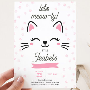 Invitation Chat Kitty Rose Anniversaire