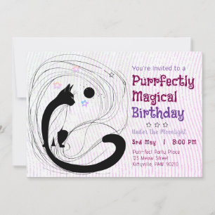 Invitation Chat Magique Anniversaire Clair de Lune