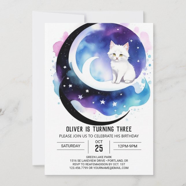 Invitation Chat Magique Imprimable Anniversaire (Devant)