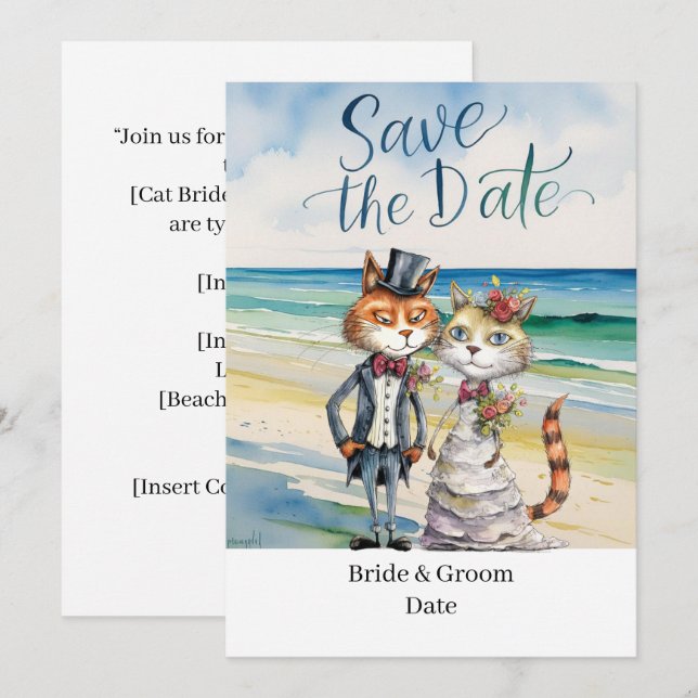 Invitation Chat Mariage Plage Mariage Thème (Devant / Derrière)