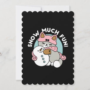 Invitation Chat Mignon en Équipement de Neige avec Art de Bon