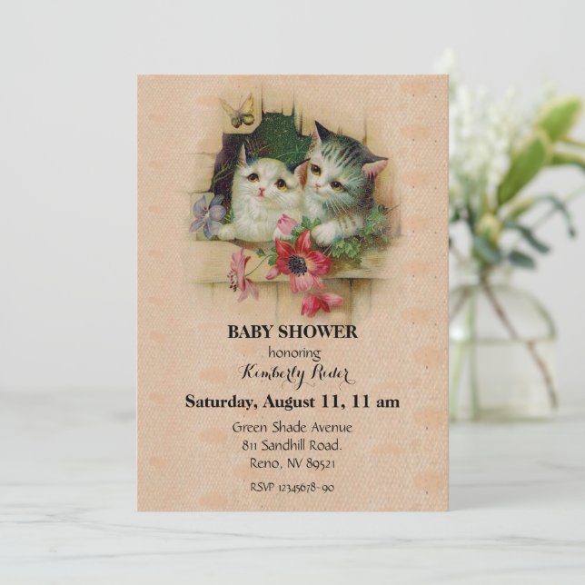 Invitation Chat mignon vintage (Debout devant)