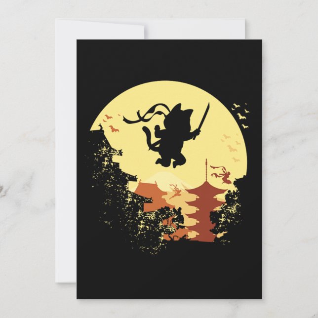 Invitation Chat Ninja Samurai Shinobi Kitten Kitty Animal ani (Devant)