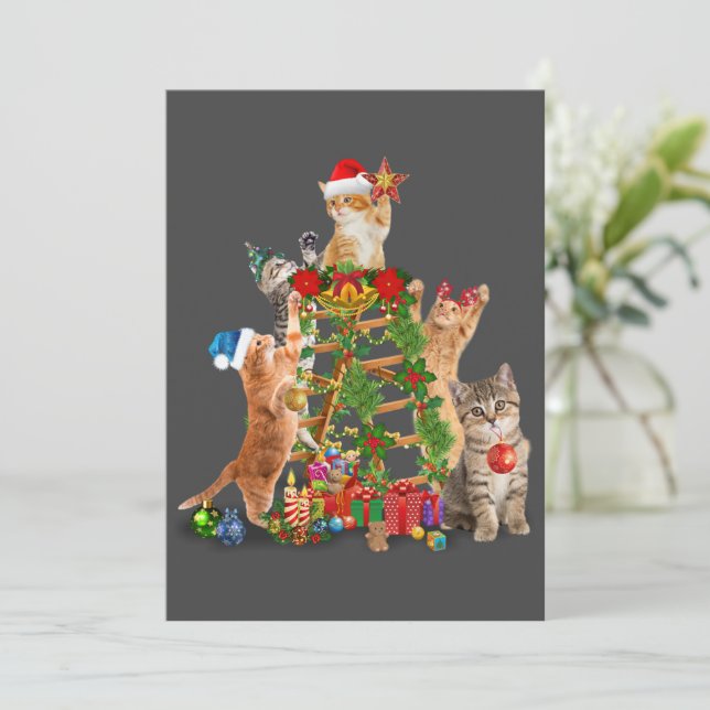 Invitation Chat Noël Arbre Vilaire Noël Chat Maman Chat Papa (Debout devant)