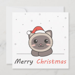 Invitation Chat Noël Neige Hiver Animaux Chats