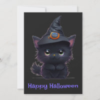 Chat noir d'Halloween blanc mignon