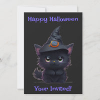 Chat noir d'Halloween blanc mignon