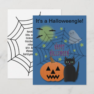 Invitation Chat noir et Citrouille pas effrayant Halloweengle