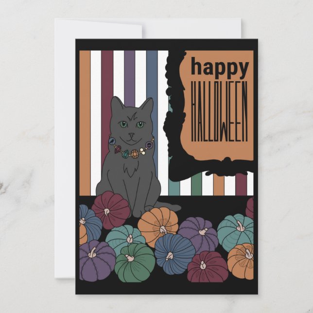 Invitation Chat noir Halloween (Devant)