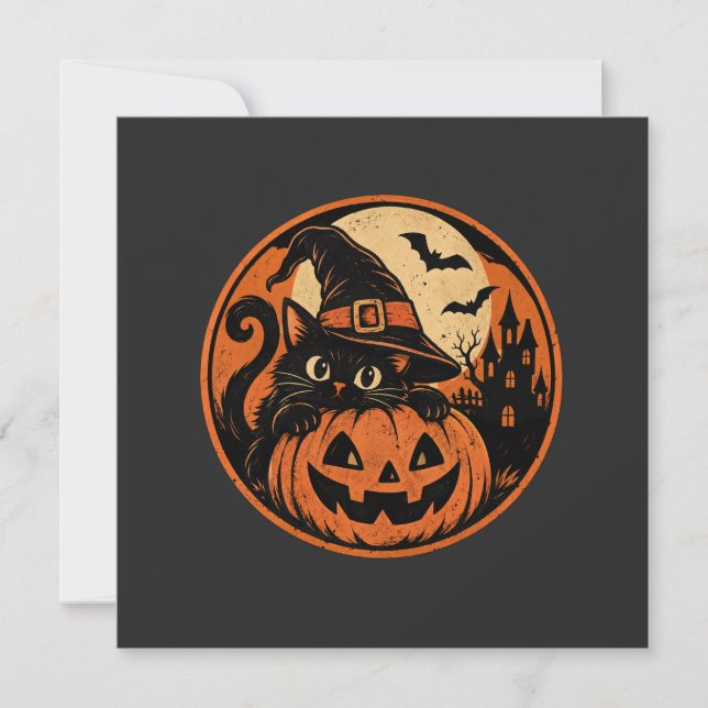 Invitation Chat noir Halloween  (Devant)