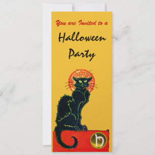 Invitation CHAT NOIR HALLOWEEN PARTI MONOGRAM or