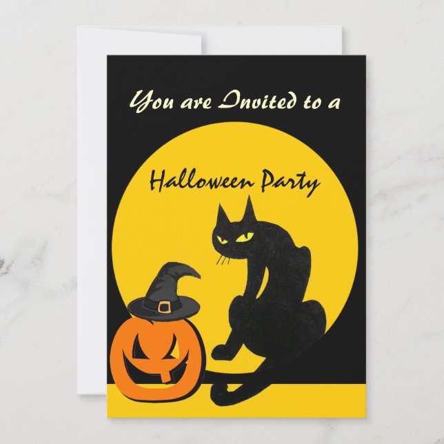 INVITATION CHAT NOIR HALLOWEEN PARTY (Devant)