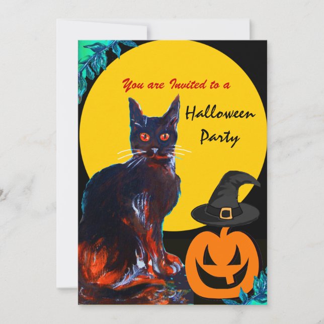INVITATION CHAT NOIR HALLOWEEN PARTY (Devant)
