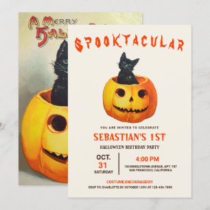Invitation Chat noir mignon Halloween Anniversaire