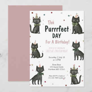Invitation Chat noir parfait pour les enfants pour leur deuxi