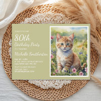 Chat orange jaune aquarelle 80e anniversaire