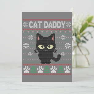 Invitation Chat Papa Vilain Chandail de Noël Pyjama Kitty Cha